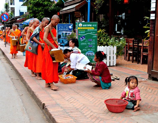 Alms ceremony in Luang Prabang