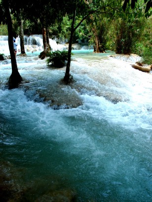 azure water Kuang Si Waterfall